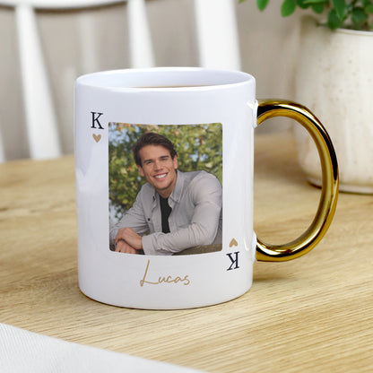 Personalised Photo Upload King Gold Handle Mug