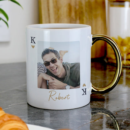 Personalised Photo Upload King Gold Handle Mug