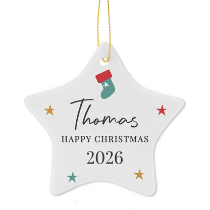Personalised Christmas Ceramic Star Decoration