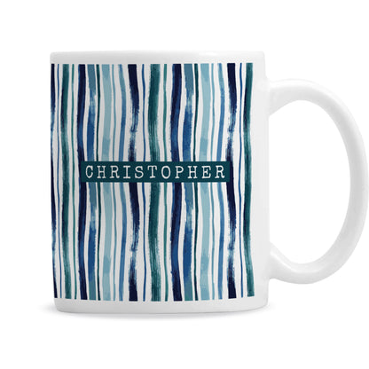 Personalised Blue Striped Mug
