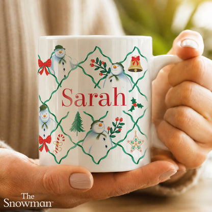 Personalised The Snowman Christmas Wishes Pattern Mug