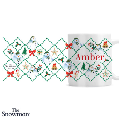 Personalised The Snowman Christmas Wishes Pattern Mug