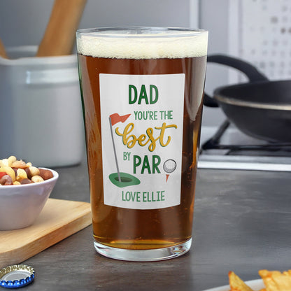 Personalised Best By Par Printed Beer Glass