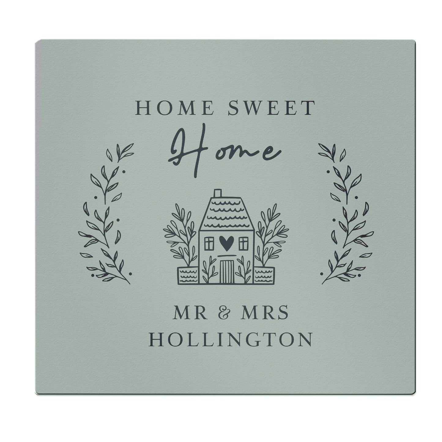 Personalised HOME Glass Chopping Board/Worktop Saver