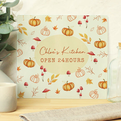 Personalised Pumpkin Glass Chopping Board