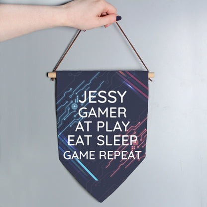 Personalised Free Text Gaming Hanging Banner