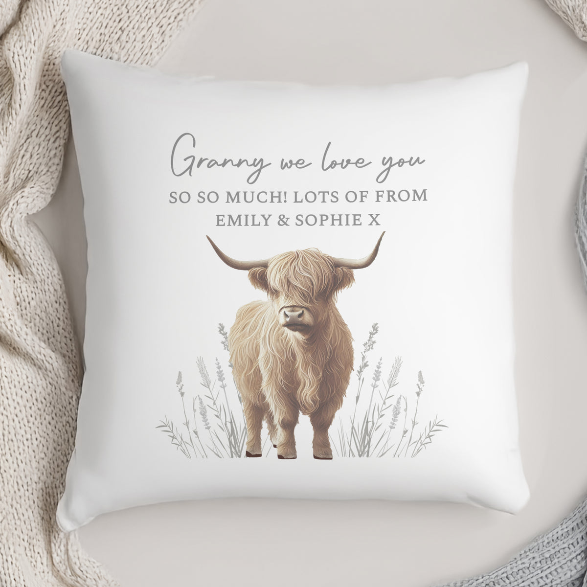 Personalised Highland Cow Cushion