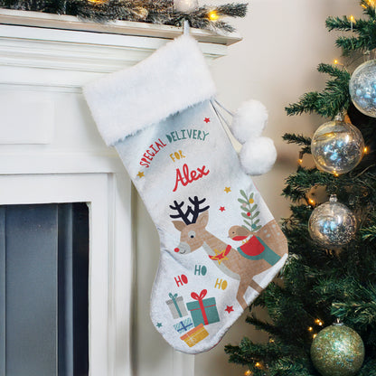Personalised Reindeer Christmas Stocking