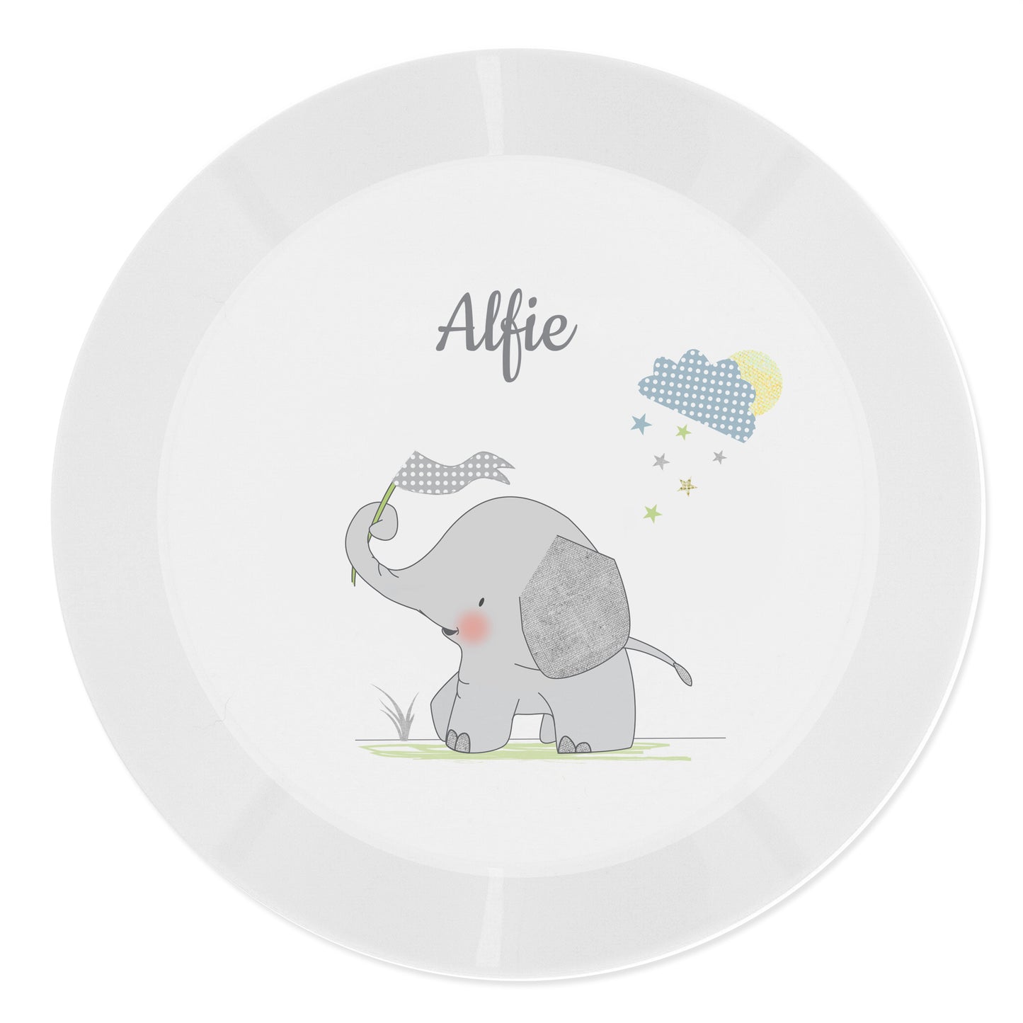 Personalised Hessian Elephant Plastic Plate