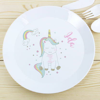 Personalised Baby Unicorn Plastic Plate