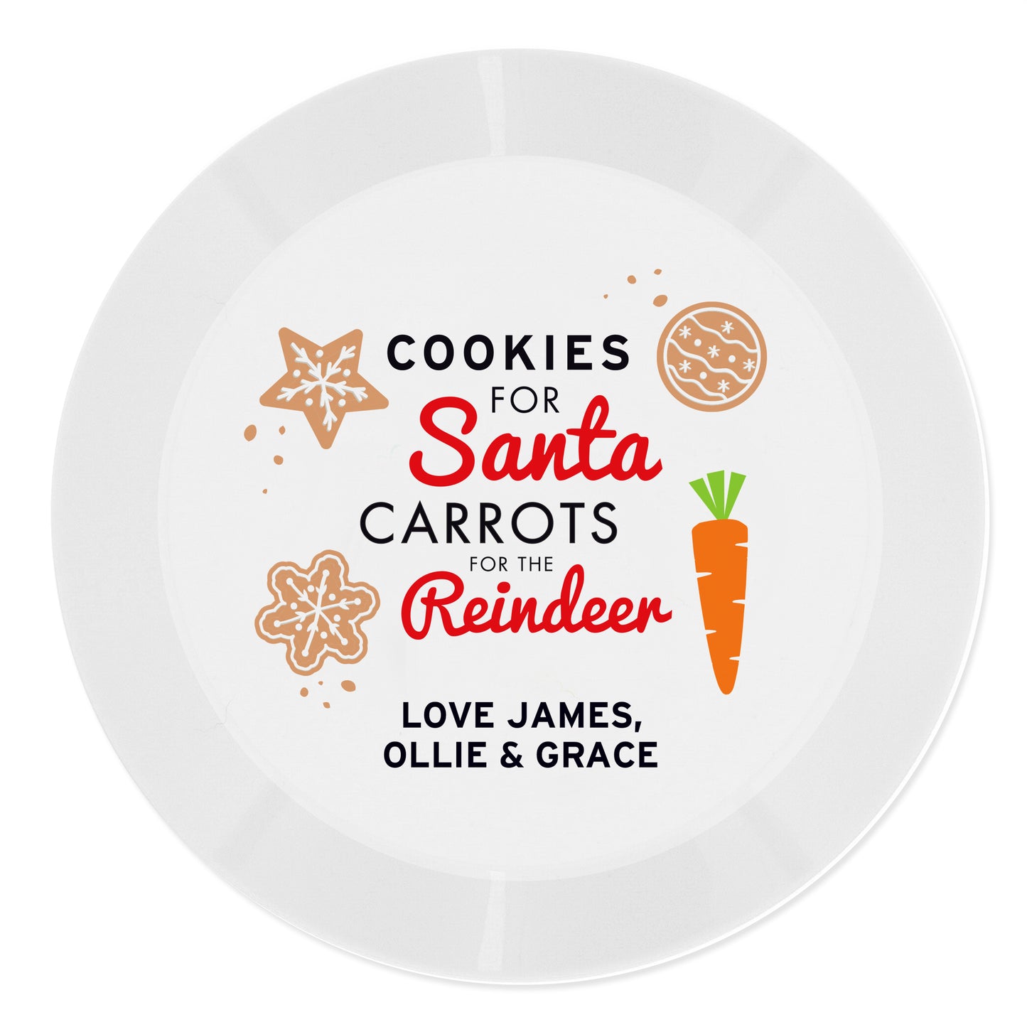 Personalised Cookies for Santa Christmas Eve Plastic Plate