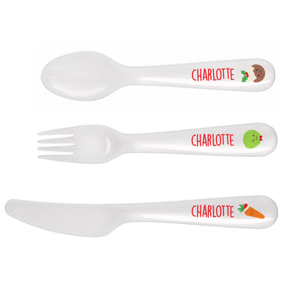 Personalised 'First Christmas Dinner' 3 Piece Plastic Cutlery Set