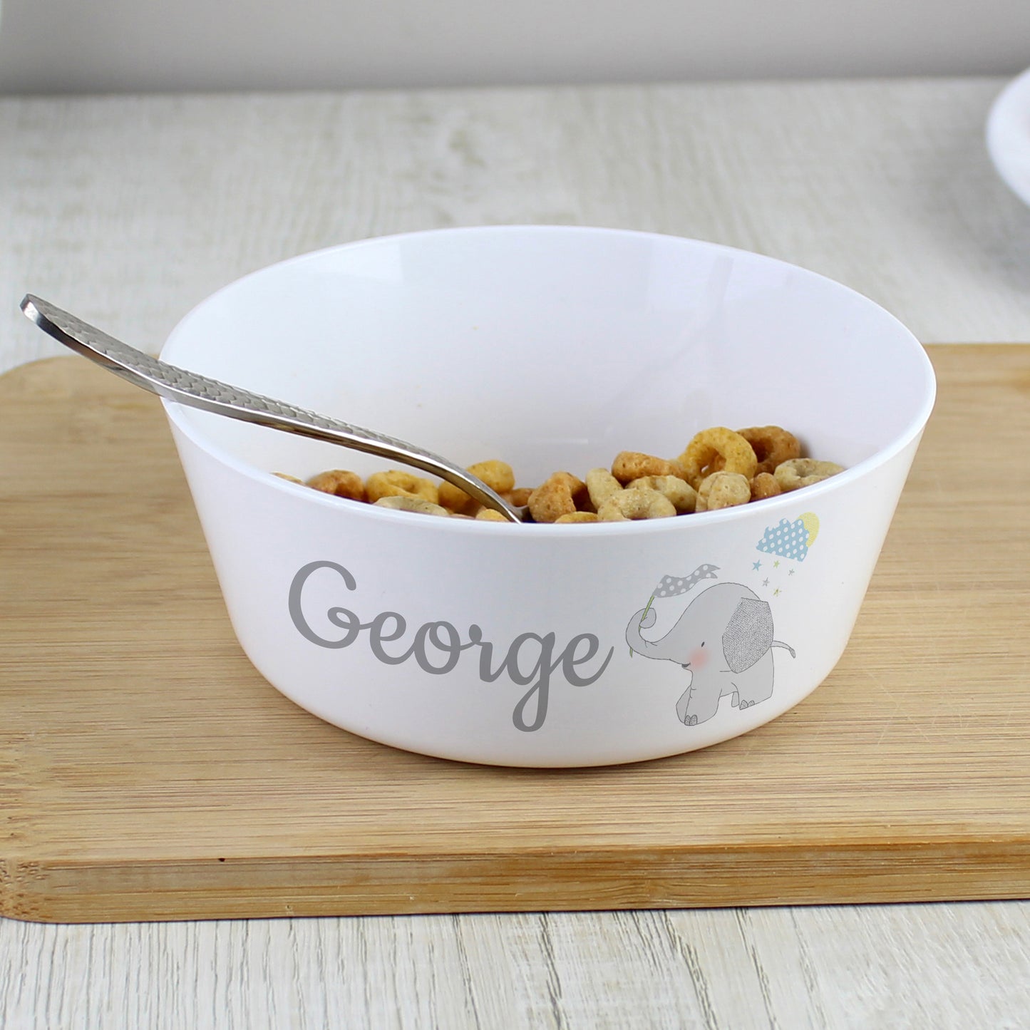 Personalised Hessian Elephant Plastic Bowl