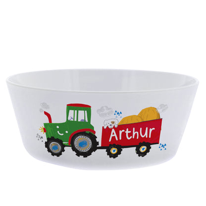 Personalised Tractor Plastic Bowl