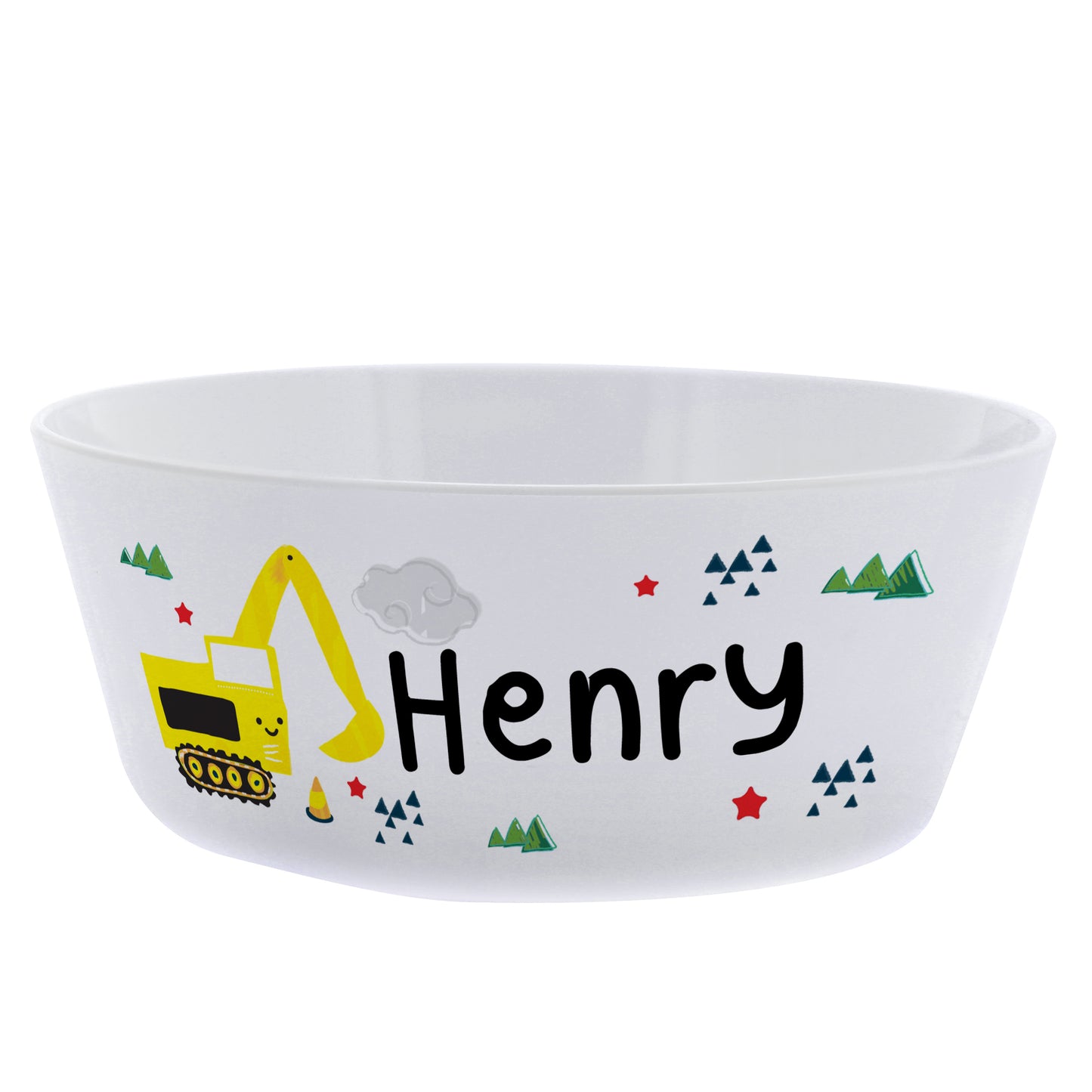 Personalised Digger Plastic Bowl