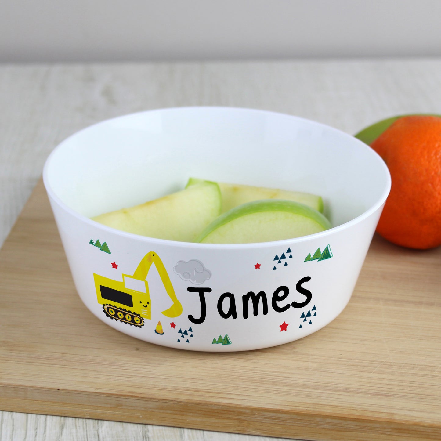 Personalised Digger Plastic Bowl