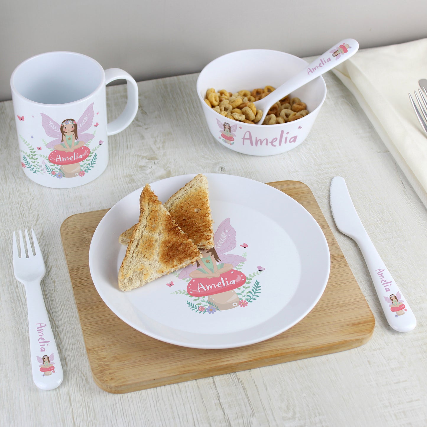 Personalised Toadstool Fairy Plastic Cutlery