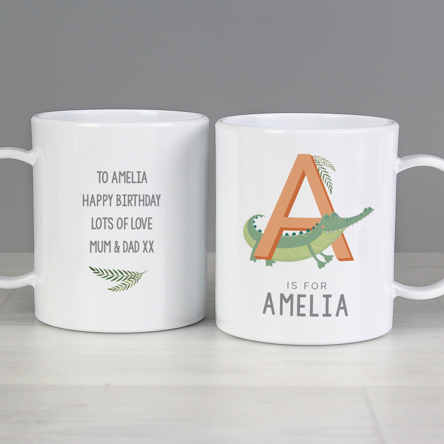 Personalised Animal Alphabet Plastic Mug