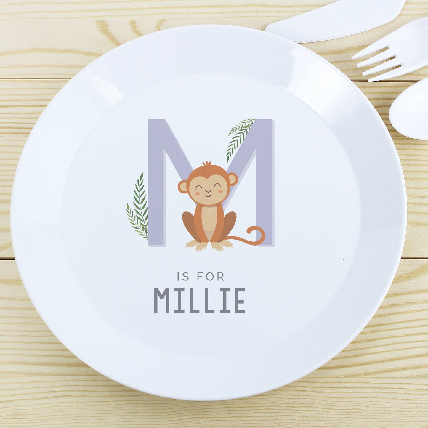 Personalised Animal Alphabet Plastic Plate