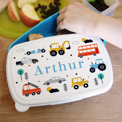 Personalised Vehicles Name Only Blue Lunch Box