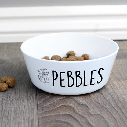 Personalised Scribble Cat Plastic Cat Bowl