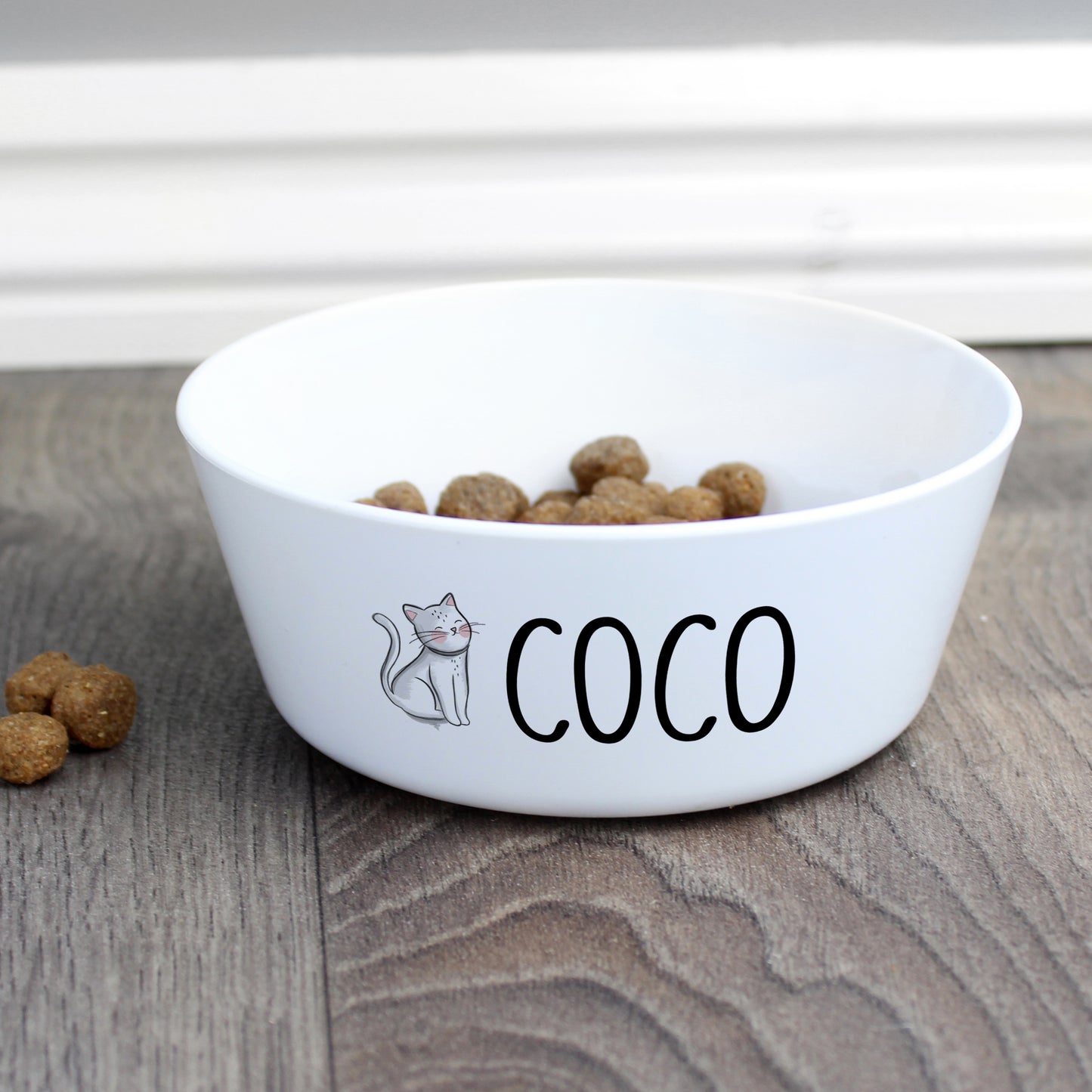 Personalised Scribble Cat Plastic Cat Bowl