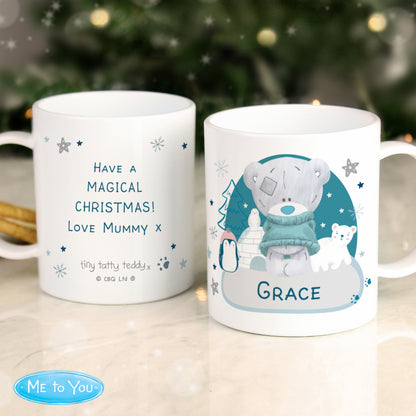 Personalised Winter Explorer Tiny Tatty Teddy Plastic Mug