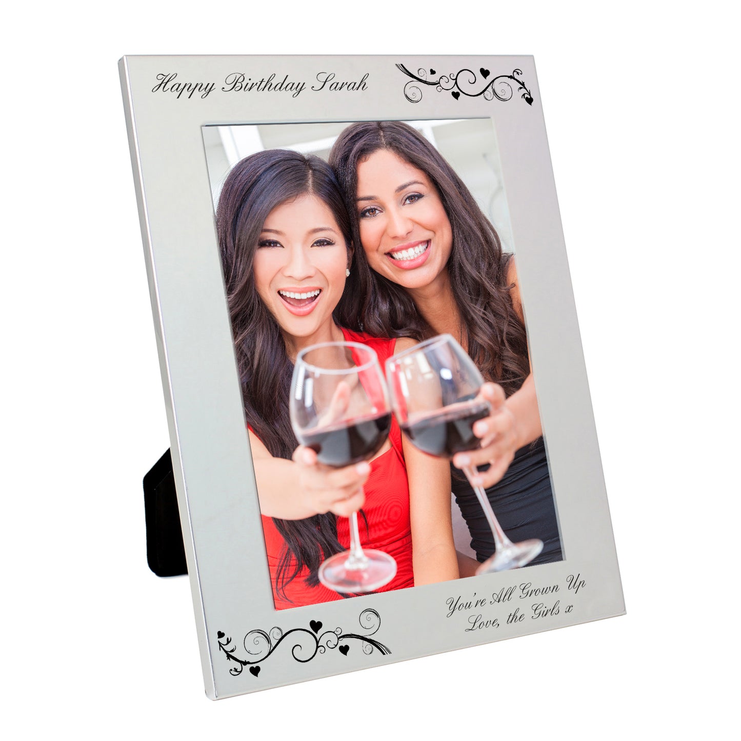 Personalised Silver 5x7 Black Swirl Photo Frame