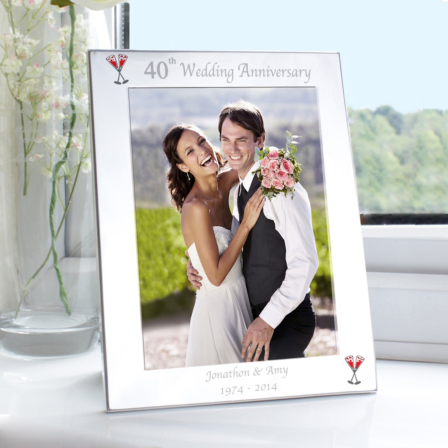 Personalised Silver 5x7 40th Wedding Anniversary Photo Frame