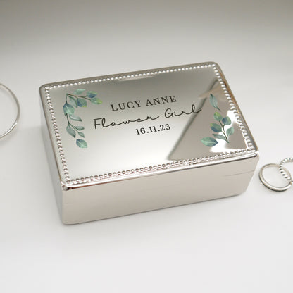 Personalised Botanical Rectangular Jewellery Box