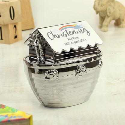 Personalised Christening Noahs Ark Money Box