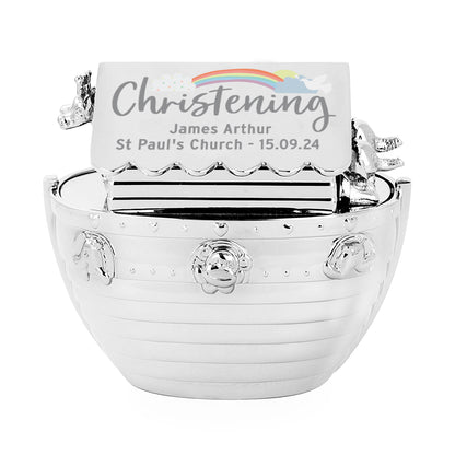 Personalised Christening Noahs Ark Money Box