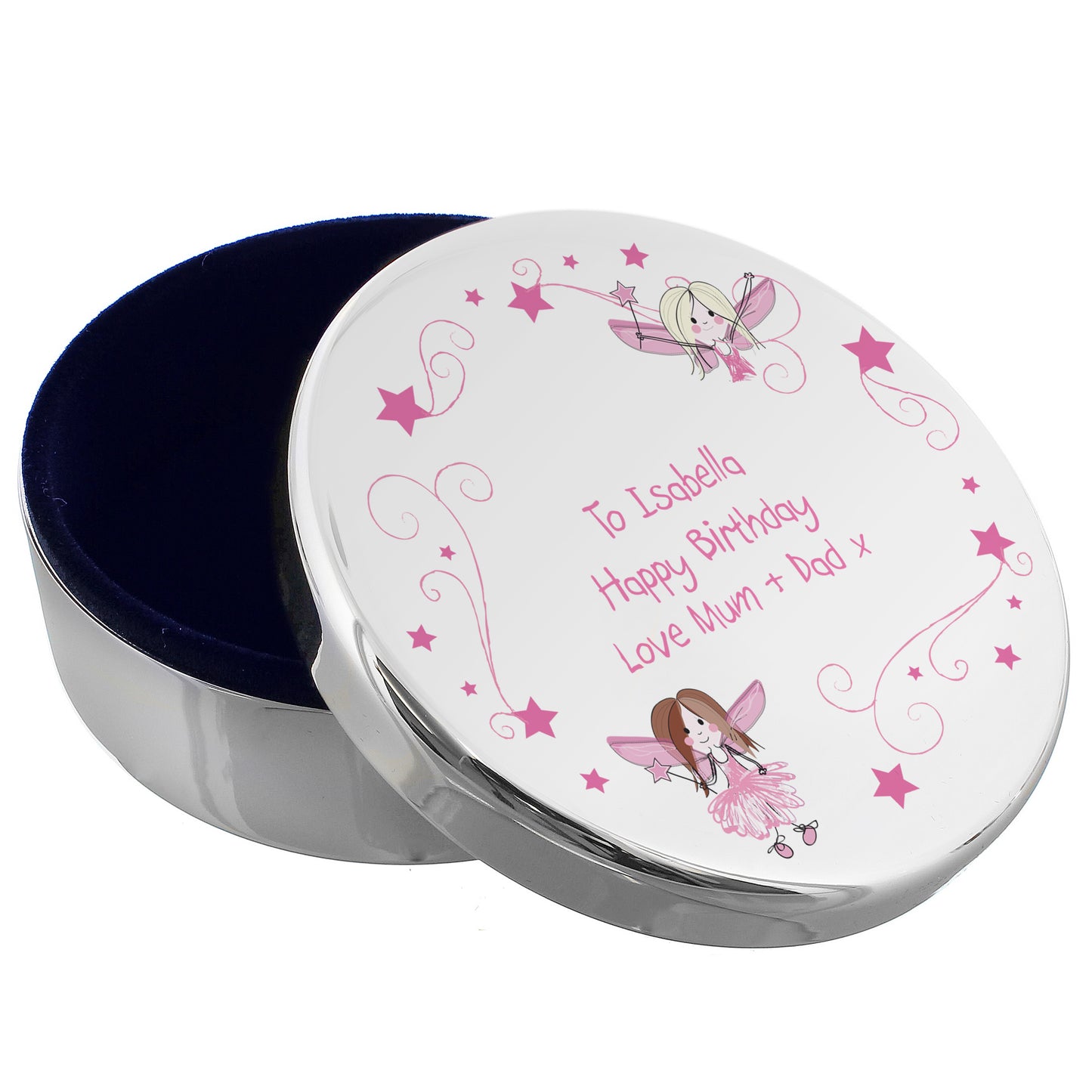 Personalised Fairy Round Trinket Box