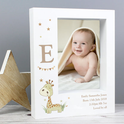 Personalised Hessian Giraffe 5x7 Box Photo Frame