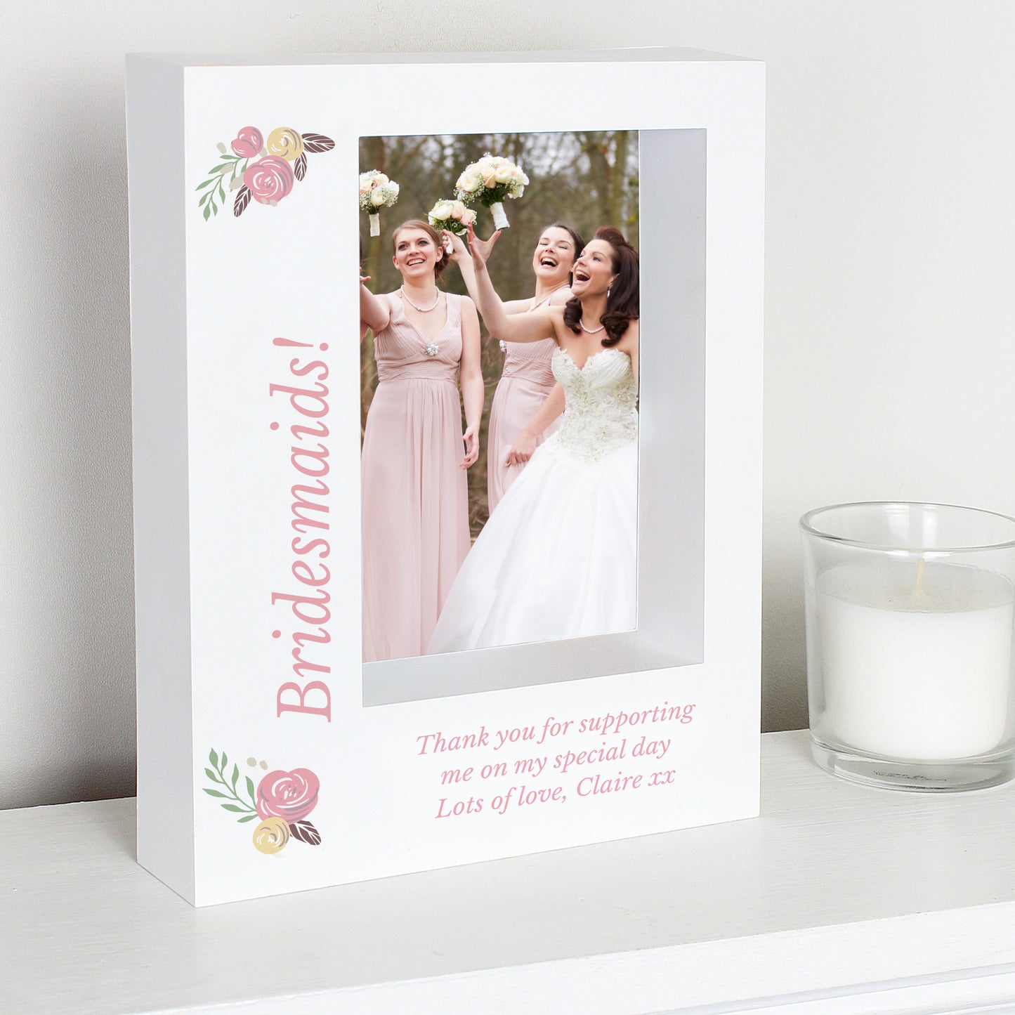 Personalised Floral 5x7 Box Photo Frame