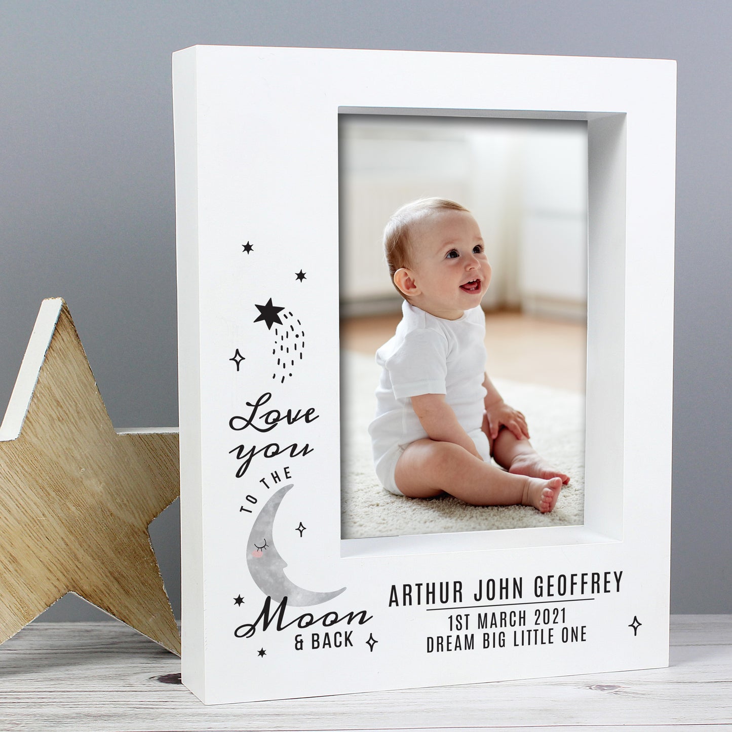 Personalised Baby To The Moon and Back 5x7 Box Photo Frame