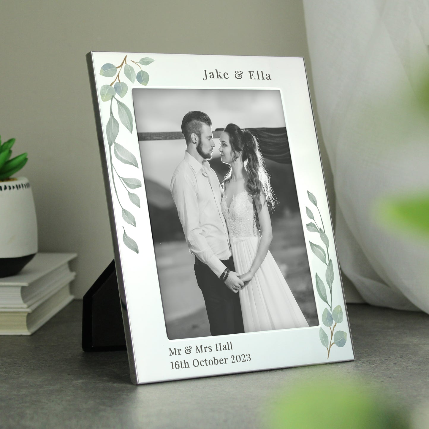 Personalised Botanical 6x4 Silver Photo Frame