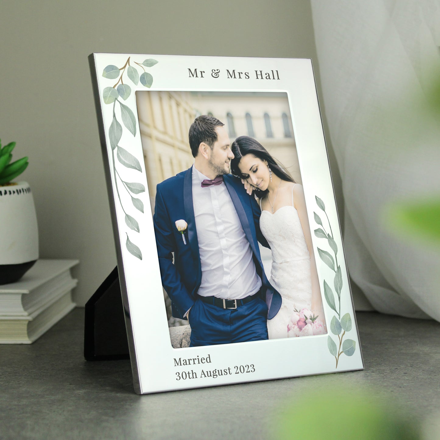 Personalised Botanical 6x4 Silver Photo Frame