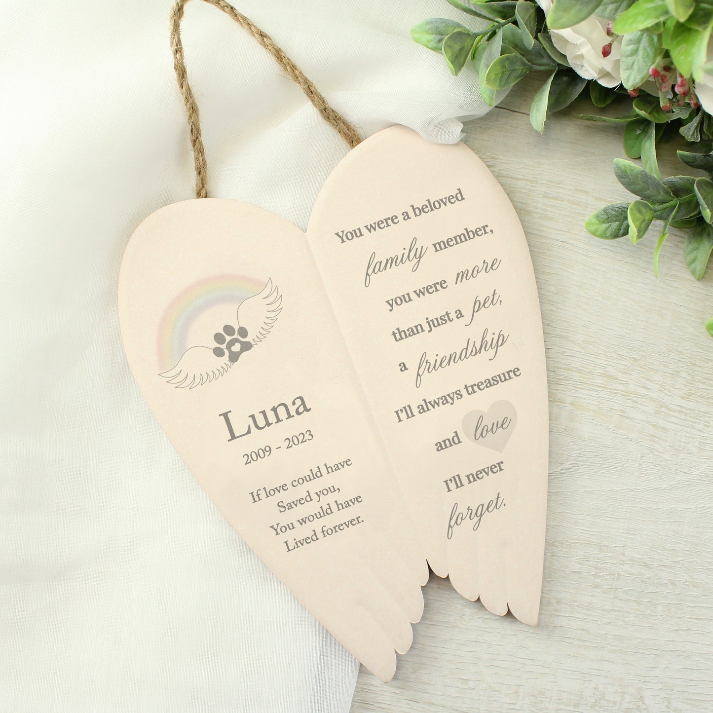 Personalised Pet Memorial Ceramic Wings