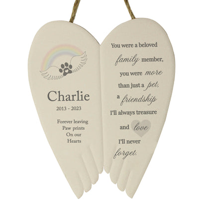 Personalised Pet Memorial Ceramic Wings