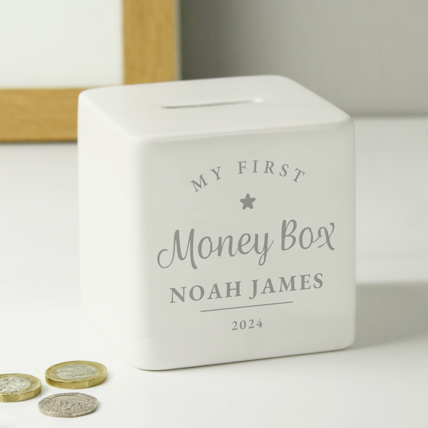 Personalised My First Ceramic Square Money Box