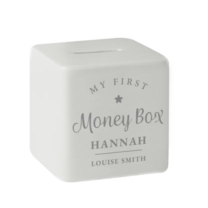 Personalised My First Ceramic Square Money Box