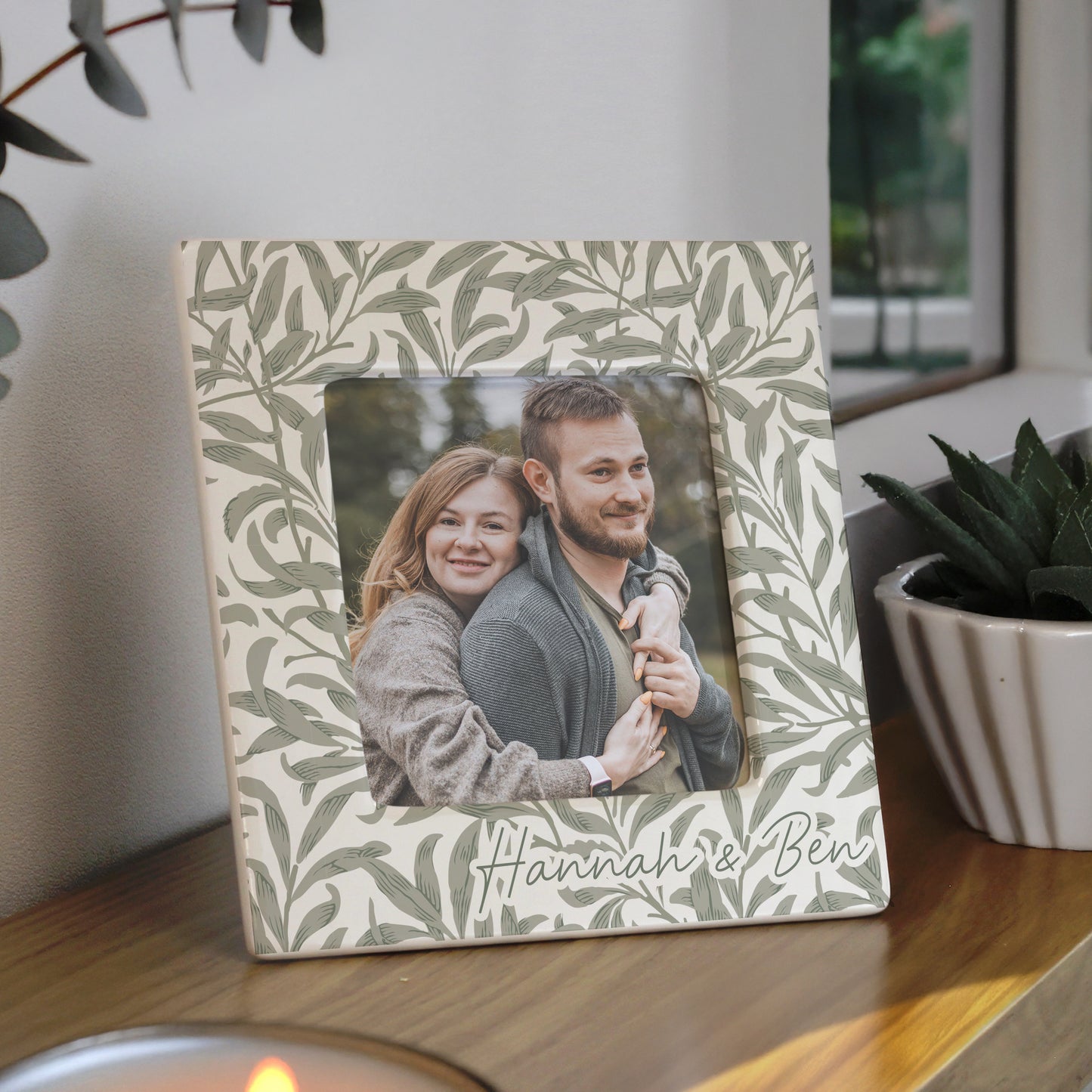 Personalised Leaf Print Ceramic 4x4 Frame