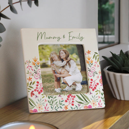 Personalised Floral Ceramic 4x4 Frame