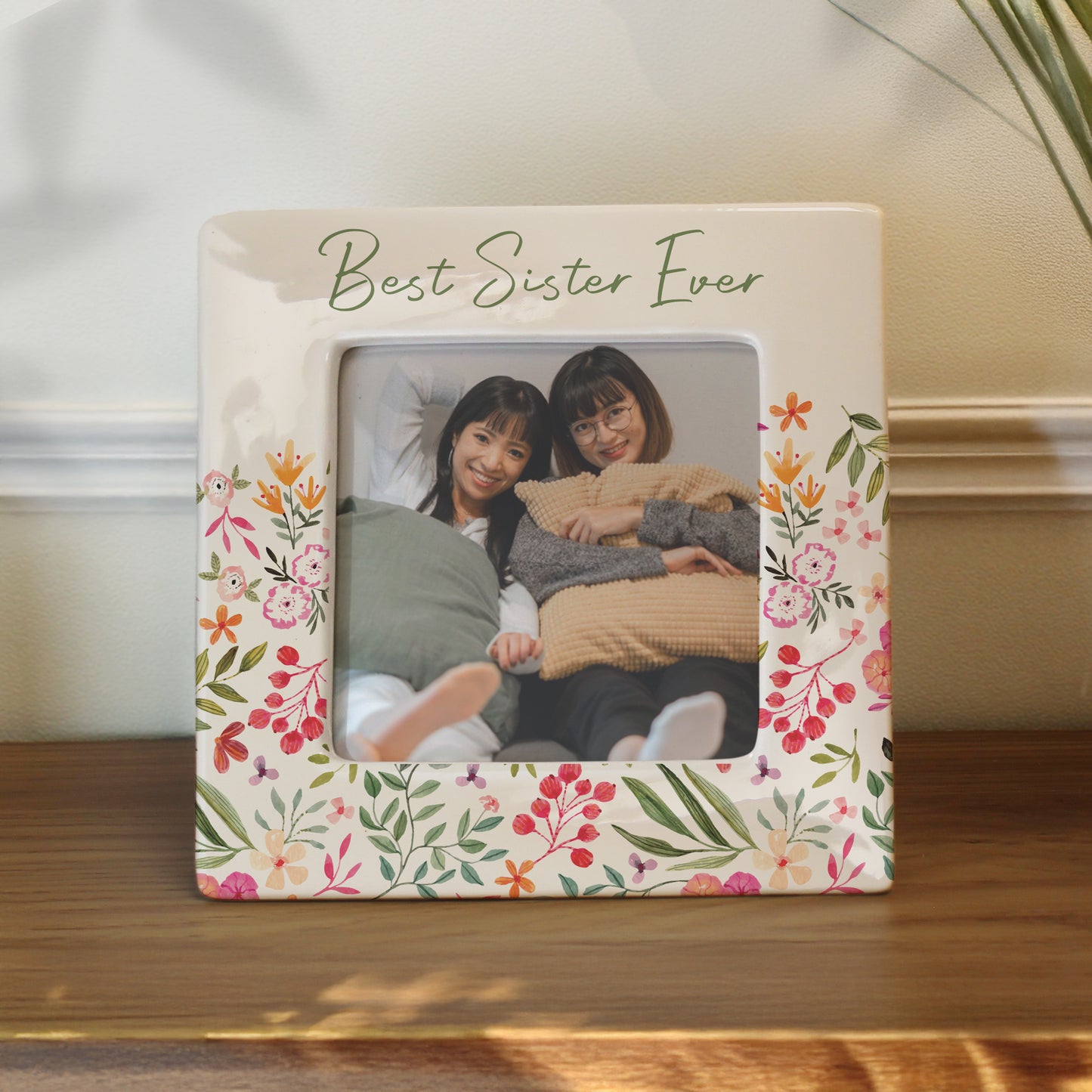 Personalised Floral Ceramic 4x4 Frame