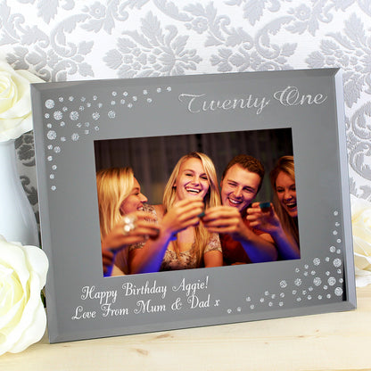 Personalised Twenty One Diamante 6x4 Glass Photo Frame