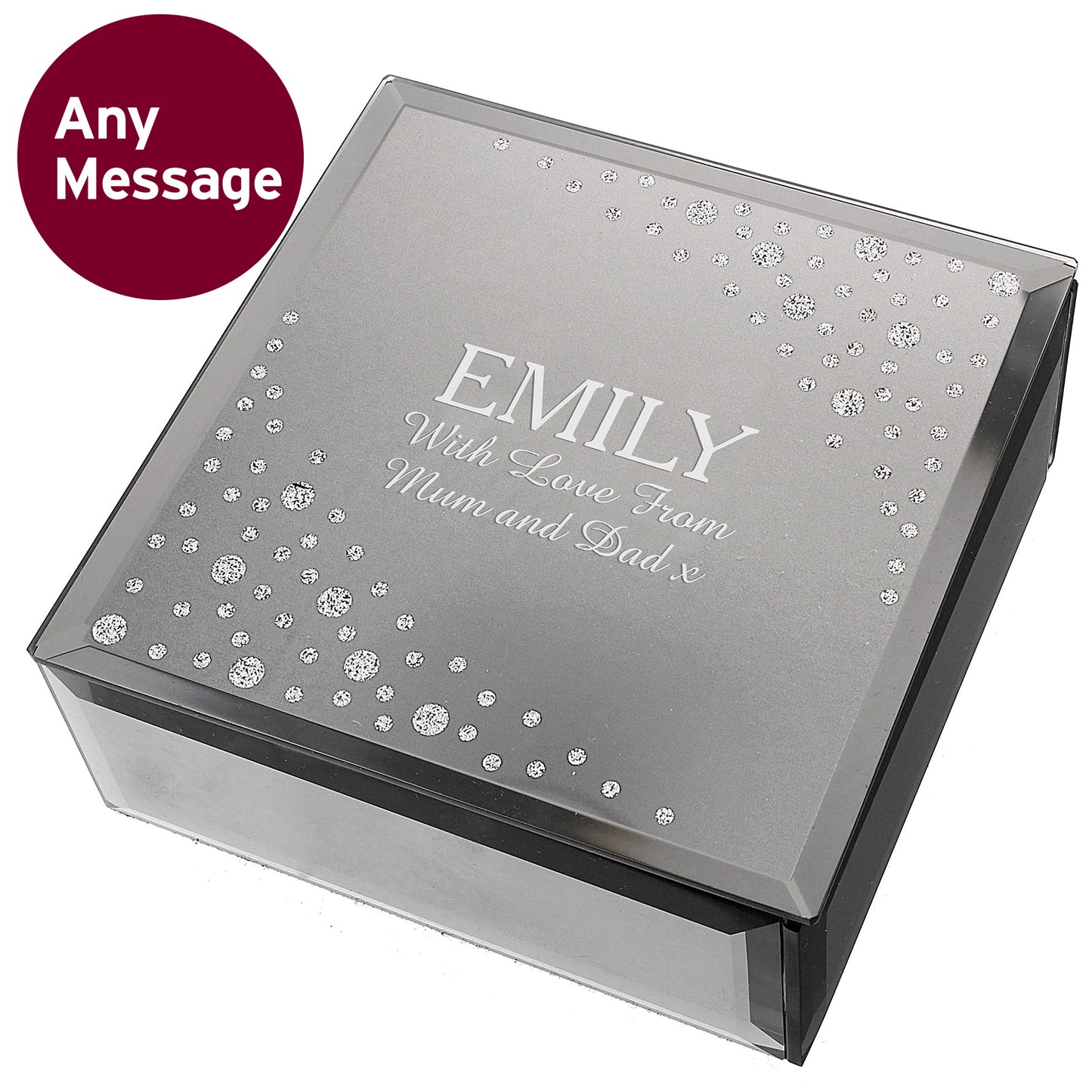 Personalised Diamante Name & Message Glass Trinket Box