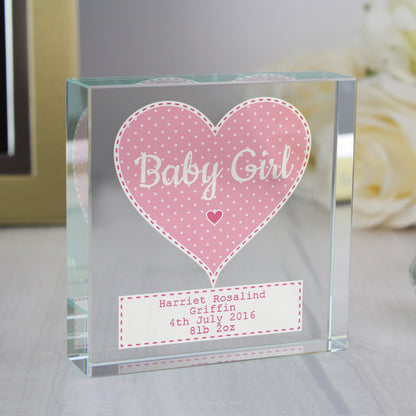 Personalised Stitch & Dot Baby Girl Crystal Token