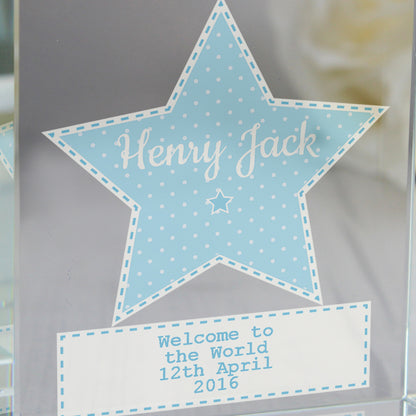 Personalised Stitch & Dot Baby Boy Crystal Token