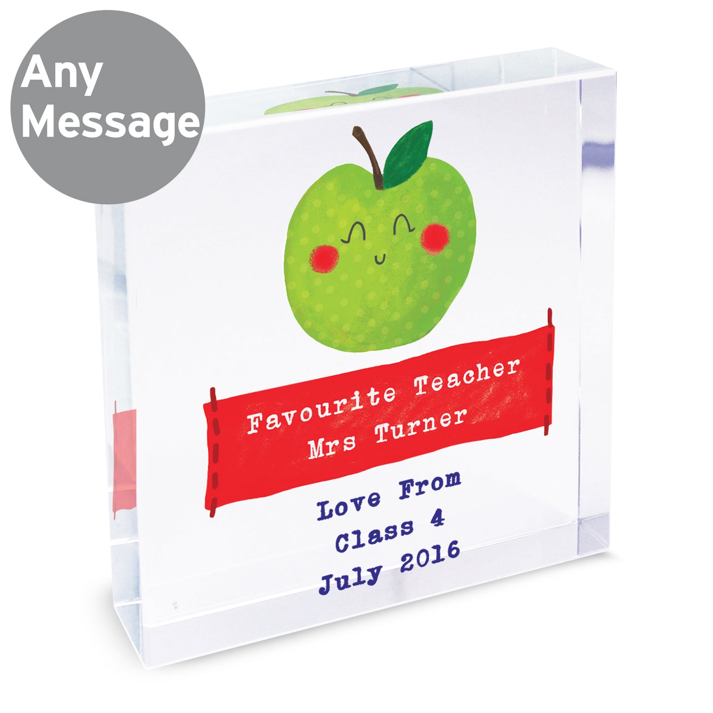 Personalised Apple for the Teacher Crystal Token